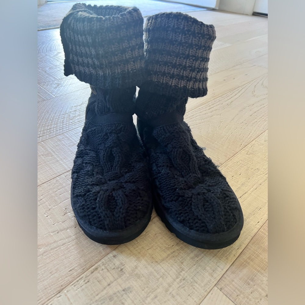 Black Knit Button Ugg Boots
